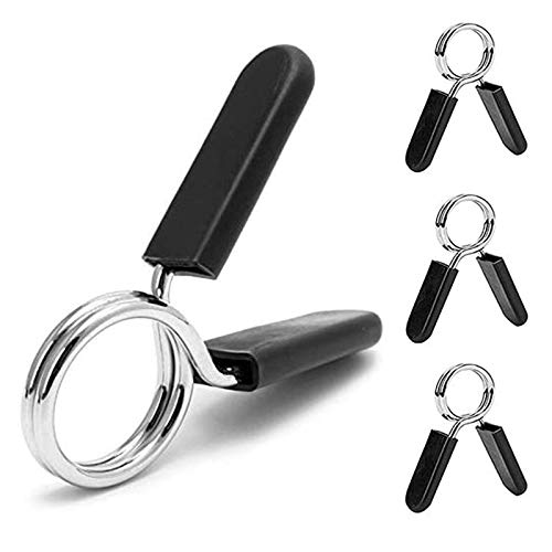 4 Piezas Collares de Clip de Resorte, Collares de Bloqueo de Resorte con Mancuernas Abrazaderas con Barra de Mancuernas, Pinza de Resorte para Pesas, Gym, sujeta Discos con Muelle(28mm)