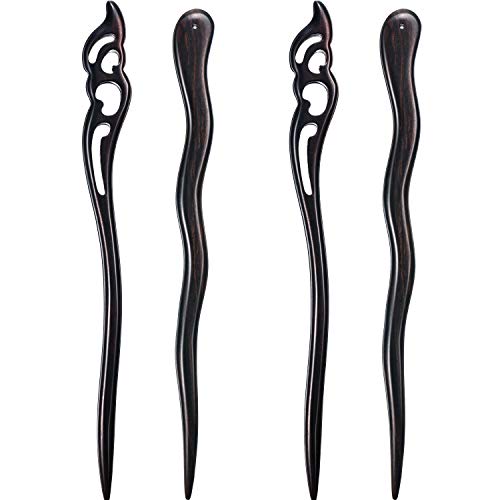 4 Piezas de Palo de Pelo de Madera Palillos de Pelo Japoneses para Moño Pasadores de Pelo para Pelo Largo de Mujeres (Estilo A) 4 Piezas de Palo de Pelo de Madera Palillos de Pelo Japoneses para Moño Pasadores de Pelo para Pelo Largo de Mujeres (Estilo A)