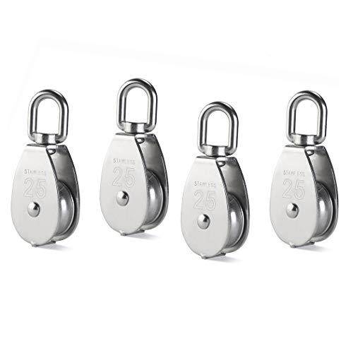 4 Piezas M25 Soltero Polea Bloquear, Creatiees 304 Inoxidable Acero Polea Rodillo, Grua Swivel Gancho Suave Wire Cuerda Cable Cargando 331lbs/150kg 4 Piezas M25 Soltero Polea Bloquear, Creatiees 304 Inoxidable Acero Polea Rodillo, Grua Swivel Gancho Suave Wire Cuerda Cable Cargando 331lbs/150kg