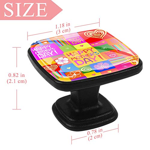 4 Piezas pomos de para puertas de armarios y cajones de Cocina Gabinetes - Cuadrado colorido Feliz Día de la Madre 4 Piezas pomos de para puertas de armarios y cajones de Cocina Gabinetes - Cuadrado colorido Feliz Día de la Madre