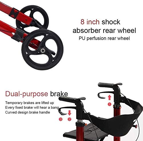 4-ruedas Andador, Plegable Rollator Walker, Rollator Walker Con La Cesta, La Cesta De Principal La Cesta Roller Walker Walker