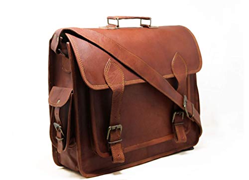 40 Cm Bolso Bandolera Laptop Bag Bolsa De Hombro Cuerpo Cruzado Grande para Mensajero Mensajeria De Cuero Piel Marron Portatil Notebook Bag College Office Hombre Y Mujer Leather Messenger Bag