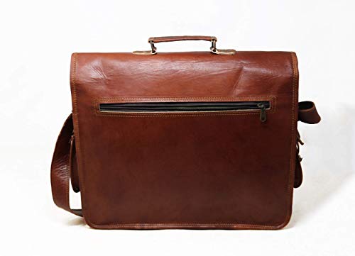 40 Cm Bolso Bandolera Laptop Bag Bolsa De Hombro Cuerpo Cruzado Grande para Mensajero Mensajeria De Cuero Piel Marron Portatil Notebook Bag College Office Hombre Y Mujer Leather Messenger Bag