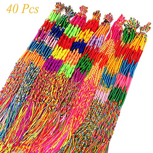 40 piezas 4 pulseras trenzadas estilo, hilo trenzado hecho a mano colorido, pulseras la amistad, pulseras tobillo muñeca (color aleatorio)