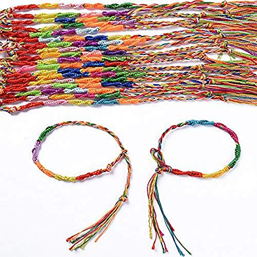 40 piezas 4 pulseras trenzadas estilo, hilo trenzado hecho a mano colorido, pulseras la amistad, pulseras tobillo muñeca (color aleatorio) 40 piezas 4 pulseras trenzadas estilo, hilo trenzado hecho a mano colorido, pulseras la amistad, pulseras tobillo muñeca (color aleatorio)