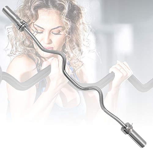 47" Barra Olímpica,EZ Curl Bar,Barra Pesas,Cromo Macizo Barra de Levantamiento de Pesas Estándar,Levantamiento Pesas Deportes Peso Libre Ejercicio Barra Olímpica Barra Curl Biceps