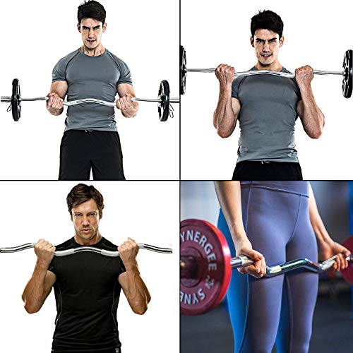 47"/59" EZ Curl Bar,Barra Pesas,Barra Olímpica,Cromo Macizo Barra de Levantamiento de Pesas Estándar,Levantamiento Pesas Deportes Peso Libre Ejercicio Barra Olímpica Barra Curl Biceps(Size:47in)