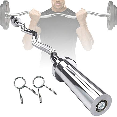 47"/59" EZ Curl Bar,Barra Pesas,Barra Olímpica,Cromo Macizo Barra de Levantamiento de Pesas Estándar,Levantamiento Pesas Deportes Peso Libre Ejercicio Barra Olímpica Barra Curl Biceps(Size:47in)