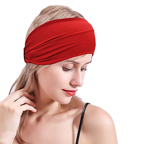 4Pcs Cintas Pelo Mujer Anchas Diademas Yoga Turbantes Mujer Elásticas Pañuelos Pelo Cabeza Mujer Bandas para el Cabello para Yoga Deporte Fitness Lavar Tu Cara (azul, rojo, negro, gris)