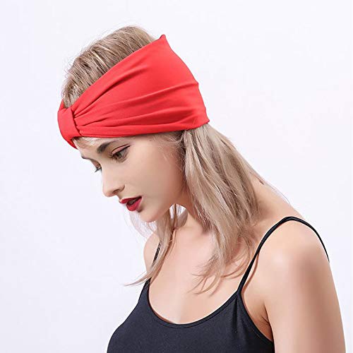 4Pcs Cintas Pelo Mujer Anchas Diademas Yoga Turbantes Mujer Elásticas Pañuelos Pelo Cabeza Mujer Bandas para el Cabello para Yoga Deporte Fitness Lavar Tu Cara (azul, rojo, negro, gris)