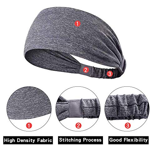 4PCS diademas deportivas para mujeres hombres, elásticas diadema deportiva, antideslizante cintas de pelo deportivas diadema sudor, cinta pelo deporte mujer Adecuado running, gimnasio,yoga, fitness