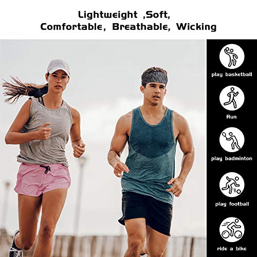 4PCS diademas deportivas para mujeres hombres, elásticas diadema deportiva, antideslizante cintas de pelo deportivas diadema sudor, cinta pelo deporte mujer Adecuado running, gimnasio,yoga, fitness