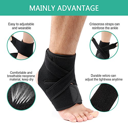 4UMOR Tobillera Estabilizadora Ajustable Protección Lastres del Tobillo Pie Soporte para Esguince Futbol Boxeo Voleibol Fitness Ejercicio Running Talla Universal(M)