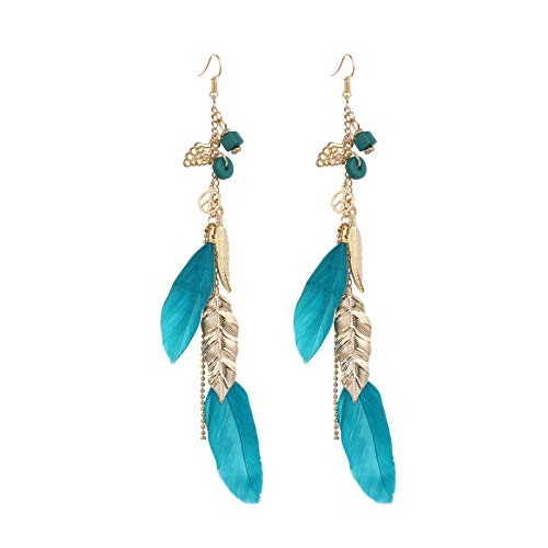 5 Parques Fashion Boho Pendientes de Plumas para Mujeres Bohemio Patinas Largas Occidentales de Turquesa Cuelga Joyería Cuelga Pendientes Ligeros Ligeros Ligeros Pendientes (Color : 5PS)