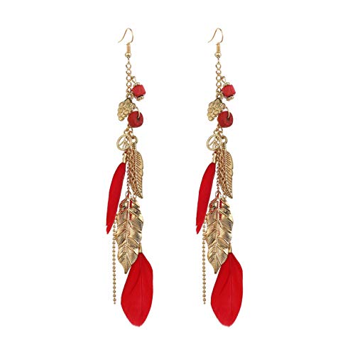 5 Parques Fashion Boho Pendientes de Plumas para Mujeres Bohemio Patinas Largas Occidentales de Turquesa Cuelga Joyería Cuelga Pendientes Ligeros Ligeros Ligeros Pendientes (Color : 5PS)