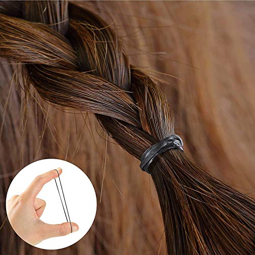 【500 Piezas】Gomas de Pelo Elásticos Cintas Bandas de Trenzado, SlickMart Cinta Elástica de Pelo Coletero para Pelo Grueso Pesado y Rizado Ponytail Titular Para Mujeres Niñas Accesorios（Negro）