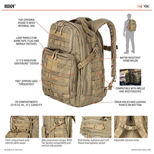 5.11 Tactical 58601 - Mochila Rush 24, Negra 5.11 Tactical 58601 - Mochila Rush 24, Negra