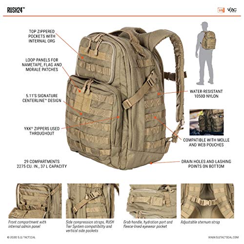 5.11 Tactical 58601 - Mochila Rush 24, Negra