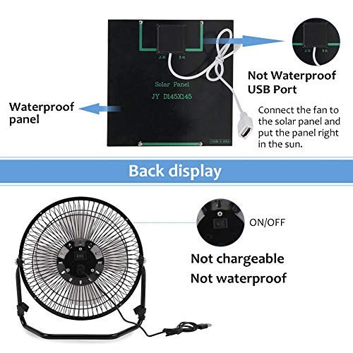 5.2W USB Panel Solar Powered Mini Ventilador Portátil para Ventilación de Enfriamiento Hogar Viajando Canotaje Pesca Camping