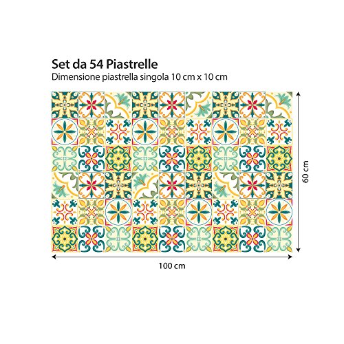 54 (Piezas) Adhesivo para Azulejos 10x10 cm - PS00111 - Pamplona - Adhesivo Decorativo para Azulejos para baño y Cocina - Stickers Azulejos - Collage de Azulejos