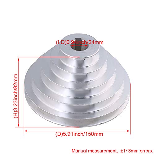 54mm a 150mm Diámetro exterior 24 mm de ancho del ánima 12.7 mm Aluminio 5 pasos de pavé de la polea de cinturón para un tipo V-Belt Correa dentada 54mm a 150mm Diámetro exterior 24 mm de ancho del ánima 12.7 mm Aluminio 5 pasos de pavé de la polea de cinturón para un tipo V-Belt Correa dentada