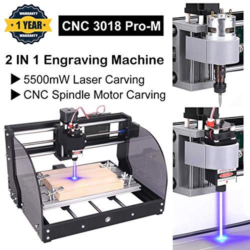 5500mw actualización CNC 3018 Pro-M GRBL control DIY máquina CNC con placa protegida, Yofuly 3 ejes PCB PVC fresadora con placa de control de extensión 300x180x45mm