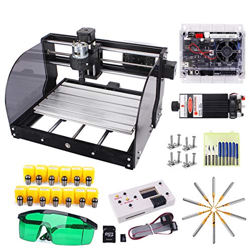 5500mw actualización CNC 3018 Pro-M GRBL control DIY máquina CNC con placa protegida, Yofuly 3 ejes PCB PVC fresadora con placa de control de extensión 300x180x45mm