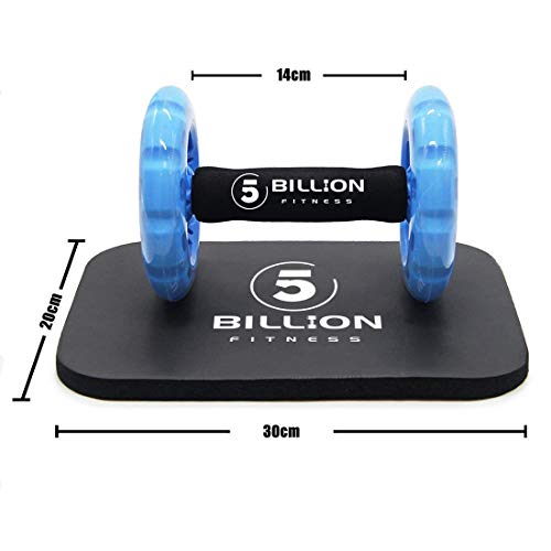 5BILLION Ab wheel Roller & Rueda Abdominal - Double Ab wheel - Entrenamiento para Abs, Espalda, Brazos, Hombros, Torso, Caderas - Libre Cojín Del Arrodillamiento (azul)