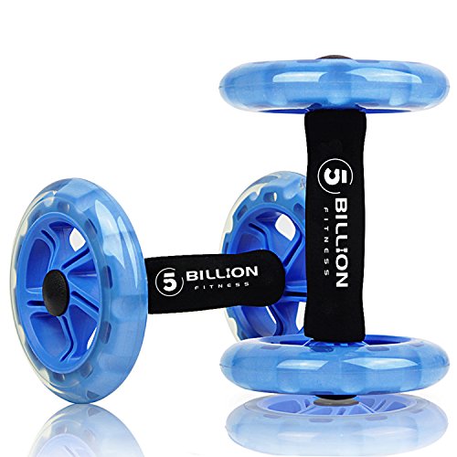 5BILLION Ab wheel Roller & Rueda Abdominal - Double Ab wheel - Entrenamiento para Abs, Espalda, Brazos, Hombros, Torso, Caderas - Libre Cojín Del Arrodillamiento (azul)