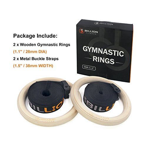 5BILLION Anillos de Gimnasia de Madera-Anillos de Gimnasio Olímpico con Hebillas Ajustables Correas-Entrenamiento para Gimnasia en Casa, Levantamientos Musculares y Entrenamiento de Fuerza (32mm Dia) 5BILLION Anillos de Gimnasia de Madera-Anillos de Gimnasio Olímpico con Hebillas Ajustables Correas-Entrenamiento para Gimnasia en Casa, Levantamientos Musculares y Entrenamiento de Fuerza (32mm Dia)