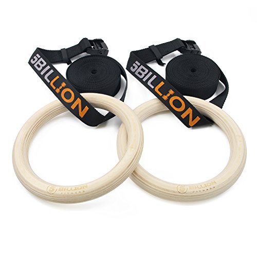 5BILLION Anillos de Gimnasia de Madera-Anillos de Gimnasio Olímpico con Hebillas Ajustables Correas-Entrenamiento para Gimnasia en Casa, Levantamientos Musculares y Entrenamiento de Fuerza (32mm Dia) 5BILLION Anillos de Gimnasia de Madera-Anillos de Gimnasio Olímpico con Hebillas Ajustables Correas-Entrenamiento para Gimnasia en Casa, Levantamientos Musculares y Entrenamiento de Fuerza (32mm Dia)