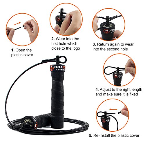 5BILLION Cuerda de Salto de Velocidad - Doblado - Ajustable con Rodamientos de Bolas - Entrenamiento para Los Dobles Unders, WOD, Al Aire Libre, MMA & Boxeo Formación (Negro) 5BILLION Cuerda de Salto de Velocidad - Doblado - Ajustable con Rodamientos de Bolas - Entrenamiento para Los Dobles Unders, WOD, Al Aire Libre, MMA & Boxeo Formación (Negro)