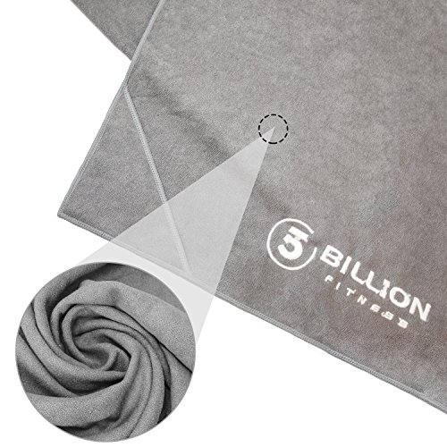 5BILLION Microfibra Toalla de Yoga - 183cm x 61cm - Hot Toalla de Yoga, Bikram Toalla de Yoga, Ashtanga Toalla de Yoga - Antideslizante, Absorbente - con Bolsa de Transporte Gratuita (Gris)