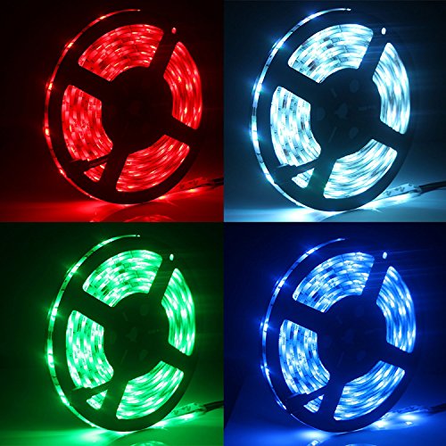 5M Impermeable Tiras de Luz LED ALED LIGHT 5050 SMD RGB Multicolor 150 LEDs Luces Led Strip de Exterior + Control Remoto de 44 Botones + Fuente de Alimentación