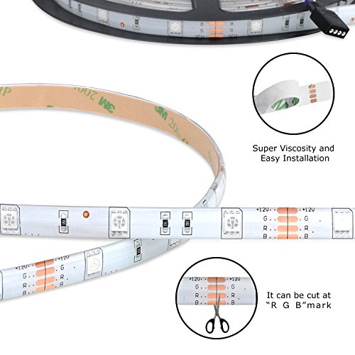 5M Impermeable Tiras de Luz LED ALED LIGHT 5050 SMD RGB Multicolor 150 LEDs Luces Led Strip de Exterior + Control Remoto de 44 Botones + Fuente de Alimentación