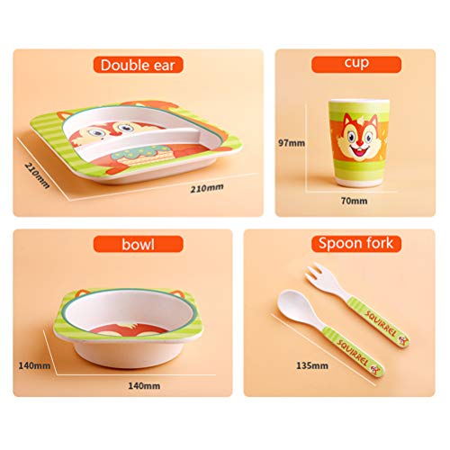5pcs / Set Vajilla Niños,GZQ,Juegos de vajilla Animal para comer,cubiertos y tazon Fibra de bambú Natural bebé e Infantil (León) 5pcs / Set Vajilla Niños,GZQ,Juegos de vajilla Animal para comer,cubiertos y tazon Fibra de bambú Natural bebé e Infantil (León)