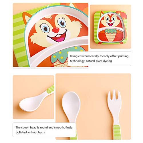 5pcs / Set Vajilla Niños,GZQ,Juegos de vajilla Animal para comer,cubiertos y tazon Fibra de bambú Natural bebé e Infantil (León) 5pcs / Set Vajilla Niños,GZQ,Juegos de vajilla Animal para comer,cubiertos y tazon Fibra de bambú Natural bebé e Infantil (León)