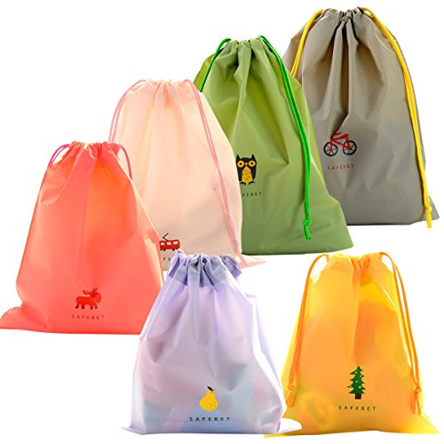 6 Pcs Bolsa de Cuerdas Impermeable, EASEHOME Saco de Deporte Bolsas Cordon de Gimnasio para Playa Viaje Natación Gymsack Infantil Bolsas de Almacenamiento Organización de Cocina