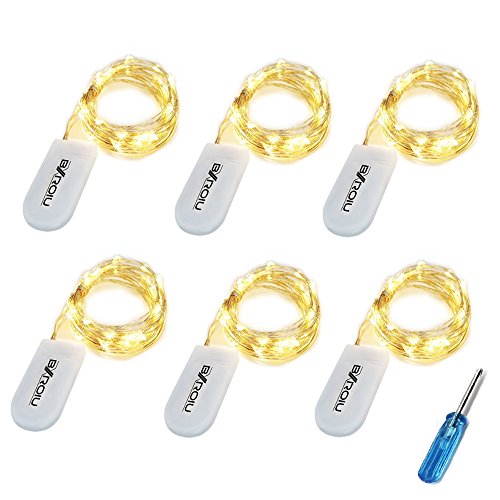 6 Piezas Cadena de Luces con pilas CR2032 en 2M/7Ft 20 LEDs Plata Alambre Guirnalda Luces para Decoración Interior, Boda, Fiesta de Navidad (Blanco cálido) 6 Piezas Cadena de Luces con pilas CR2032 en 2M/7Ft 20 LEDs Plata Alambre Guirnalda Luces para Decoración Interior, Boda, Fiesta de Navidad (Blanco cálido)