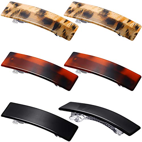 6 Piezas Clip de Pasador Rectangular de Leopardo Pasadores Horquillas Grandes Clásico Retro Pasadores de Pelo Pinzas de Cabello Exquisitas para Mujeres Niñas Cabello Fino Medio Grueso