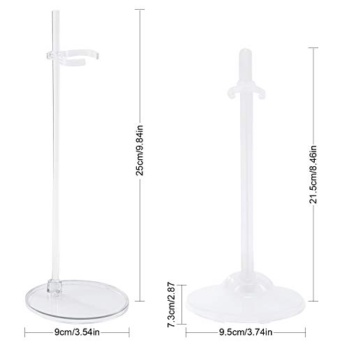 6 Piezas Soporte de Exhibición de Muñecas Soporte de Muñecas de Plástico para Muñecas de 11,8 Pulgadas ( Transparente y Blanco, 25 and 21 cm )