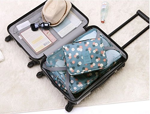 6 Set de Organizador de Equipaje, Impermeable Organizador de Maleta Bolsa para Ropa Sucia de Viaje, Material Nylon(Blue Flower) 6 Set de Organizador de Equipaje, Impermeable Organizador de Maleta Bolsa para Ropa Sucia de Viaje, Material Nylon(Blue Flower)
