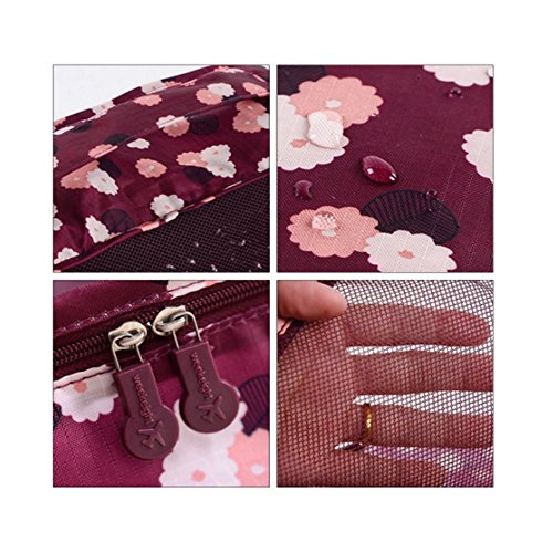 6 Set de Organizador de Equipaje, Impermeable Organizador de Maleta Bolsa para Ropa Sucia de Viaje, Material Nylon（Wine Flower）