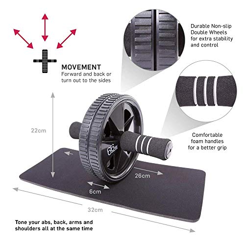 66FIT AB BP-701F - Rueda para Abdominales, Color Negro 66FIT AB BP-701F - Rueda para Abdominales, Color Negro