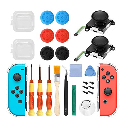 6amLifestyle 2 Recambios de Joystick Analógico 3D para Joycons Nintendo Switch Joysticks Compatibles con JoyCon Derecho e Izquierdo con Herramientas de Reparación Profesional (25 Piezas)