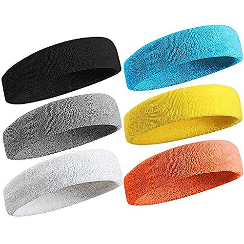 (6Pcs Headband) - Sweatband Sports Headband for Men & Women Moisture Wicking Athletic Cotton Terry Cloth Sweatband for Tennis, Basketball, Running, Gym, Working Out (6Pcs Headband) - Sweatband Sports Headband for Men & Women Moisture Wicking Athletic Cotton Terry Cloth Sweatband for Tennis, Basketball, Running, Gym, Working Out