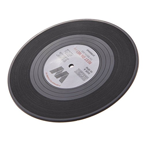 6x Coaster Copa Sostenedor de Bebida Mat Tabla Mantel Forma de CD Vinyl Record Redonda Vendimia