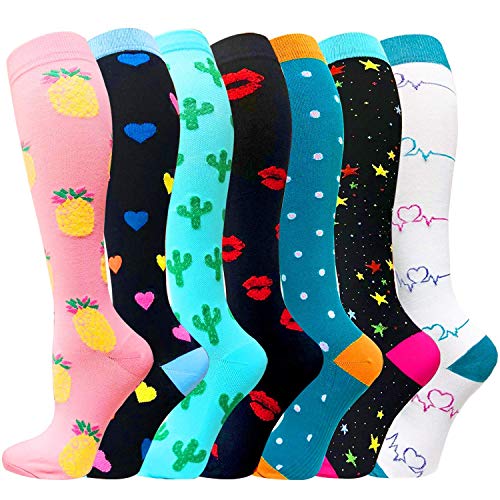 7 Pares Calcetines de compresión para Mujeres y Hombres 20-25 mmHg es el Mejor atlético, Correr,Escalar Montaña,Vuelo, Viajes, Enfermeras, Edema 7 Pares Calcetines de compresión para Mujeres y Hombres 20-25 mmHg es el Mejor atlético, Correr,Escalar Montaña,Vuelo, Viajes, Enfermeras, Edema