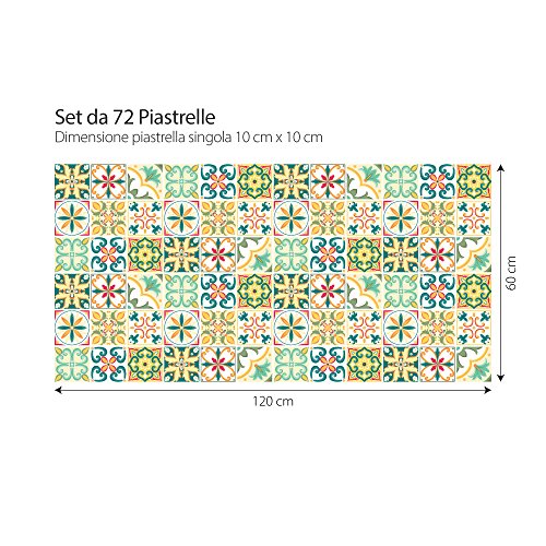 72 (Piezas) Adhesivo para Azulejos 10x10 cm - PS00111 - Pamplona - Adhesivo Decorativo para Azulejos para baño y Cocina - Stickers Azulejos - Collage de Azulejos