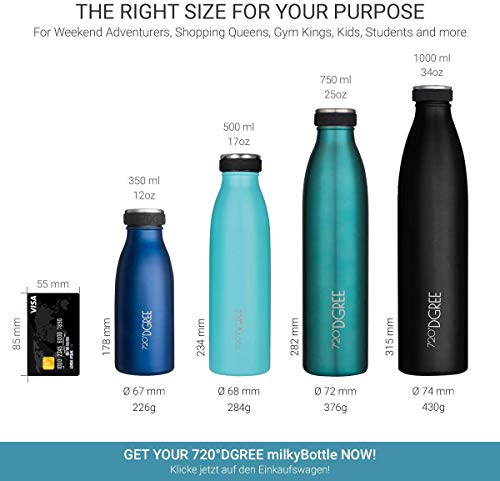 720°DGREE Botella Agua Acero Inoxidable “milkyBottle“ – 350ml - Sin BPA Free, Antigoteo y Prueba de Fugas - Frasco térmico, Cantimplora Aislada - Bebida con Gas, Deporte, Escuela, Gimnasio, Exteriore 720°DGREE Botella Agua Acero Inoxidable “milkyBottle“ – 350ml - Sin BPA Free, Antigoteo y Prueba de Fugas - Frasco térmico, Cantimplora Aislada - Bebida con Gas, Deporte, Escuela, Gimnasio, Exteriore